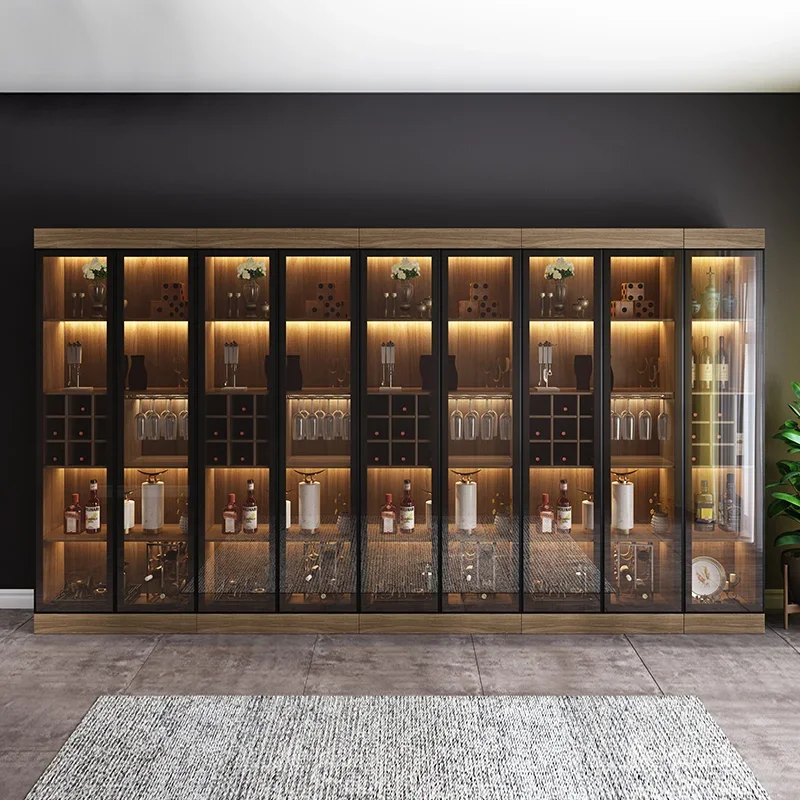 Luxury Home Furniture wine bar cabinet wine rack modern glass display cabinet furniture solid wood wine cabinet display