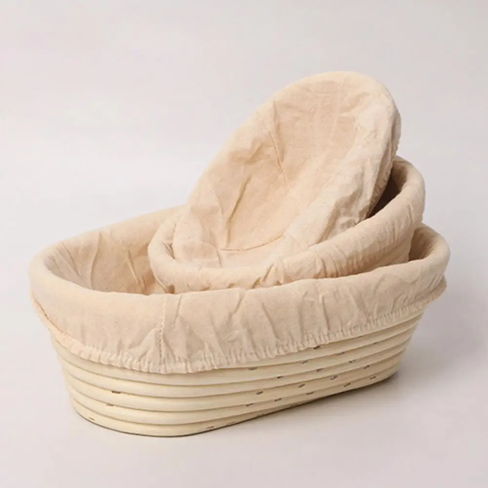 

Handmade Braided Bread Proofing Basket Oval Rattan Banneton Basket Loaf Shape Bread Basket Home Baking Supplies Storage Baskets