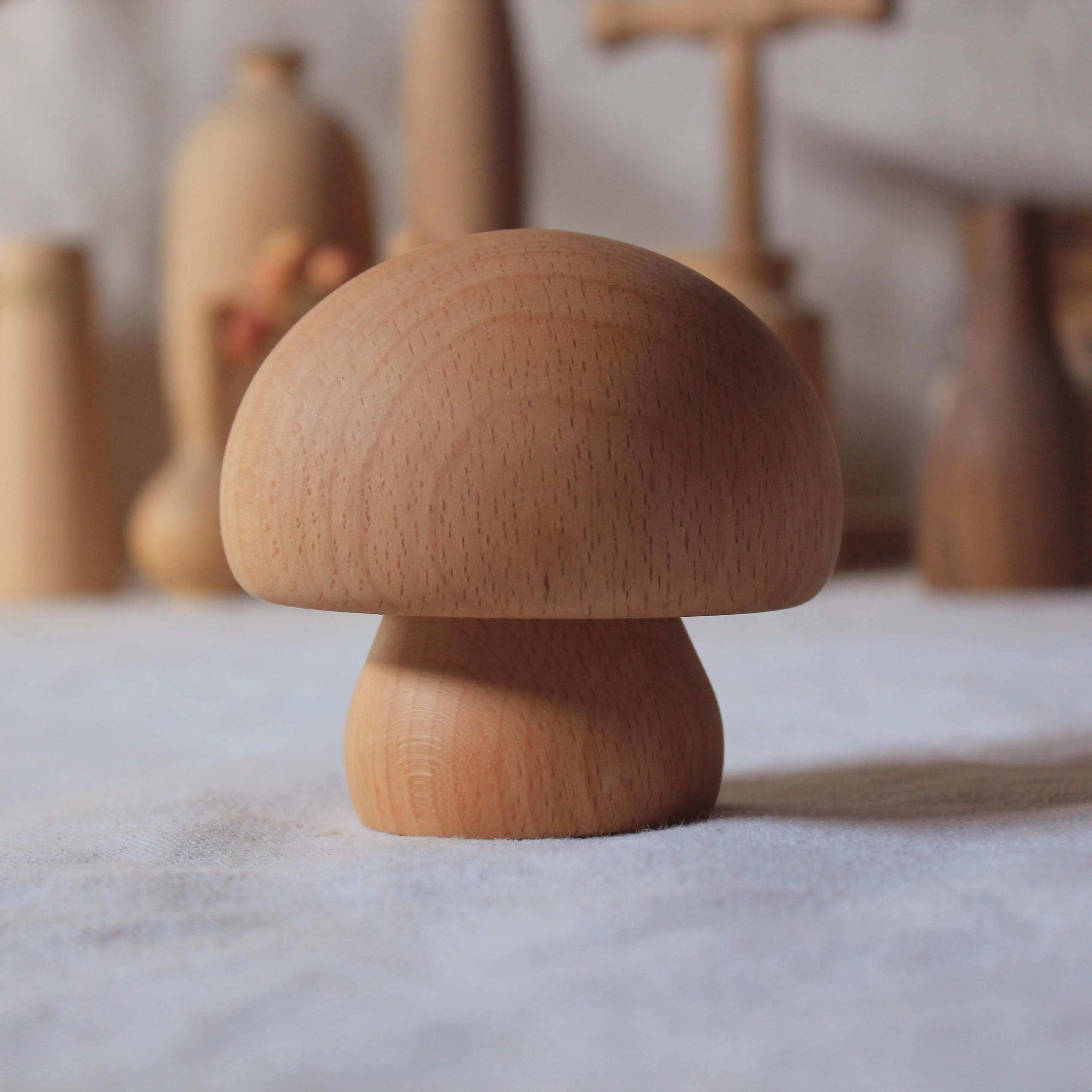 Handmade solid wood mushroom modeling rechargeable nightlight