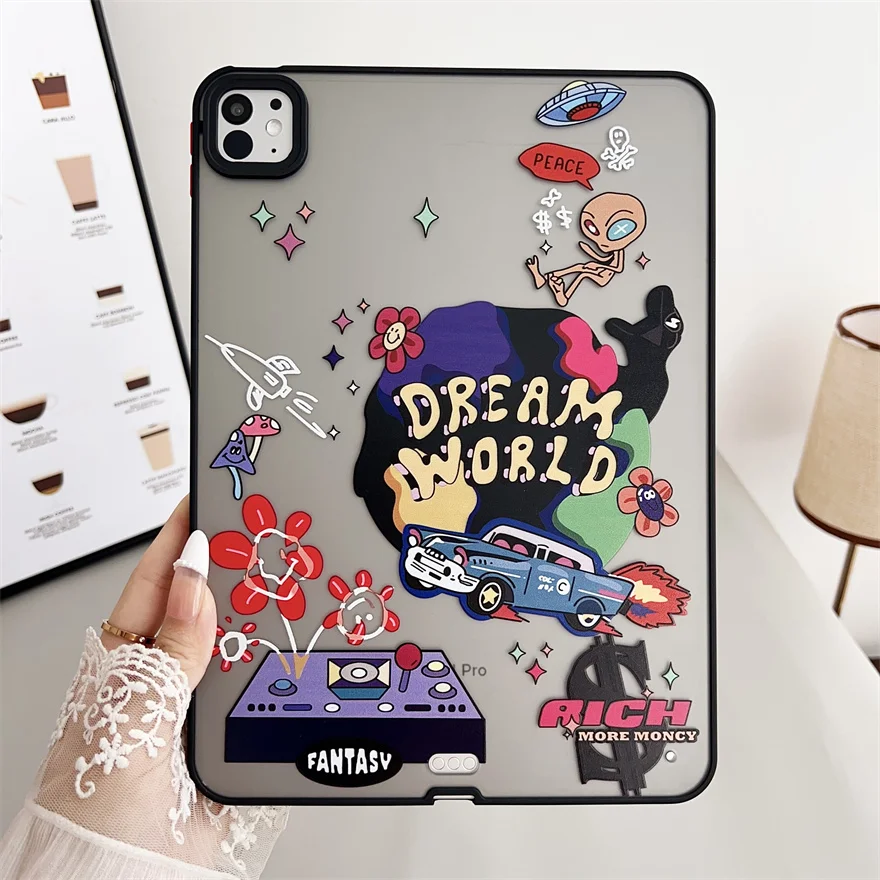 For 2024 iPad Pro 11 Case iPad Pro 11" Tablet Case Painted Pattern Cover PC+TPU Shockproof Protective Shell for iPad Pro 11+Gift