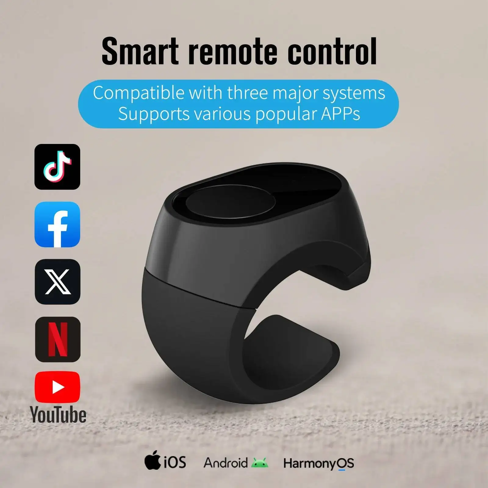Wireless Bluetooth Remote Control Ring Mouse Multifunctional Smart Fingertip Controller Mice Support Smartphone/PC/Smart TV/iPad