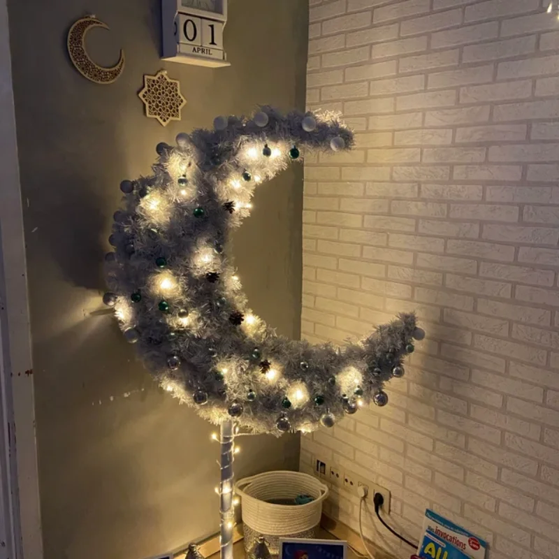 LED Lighted Crescent Moon Eid Tree Ramadan Muslim Party ramadan Artificial Moon Shape Tree