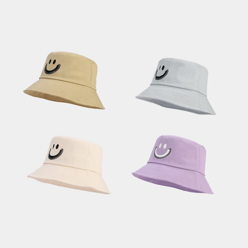 Korean Style New U Smiley Cotton Cute Bucket Hat Student Couple Outdoor Sun Protection Sun-Proof Basin Hat Spring and Summer Hat