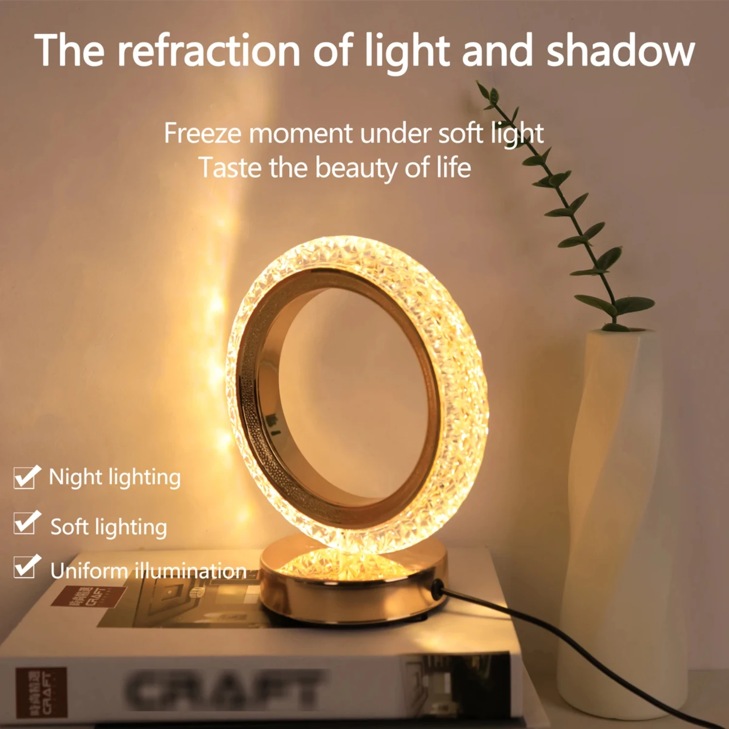 New Circular desktop decorative light switch, dimmable bedside table light USB plug, reading table light, bedroom decorative nig