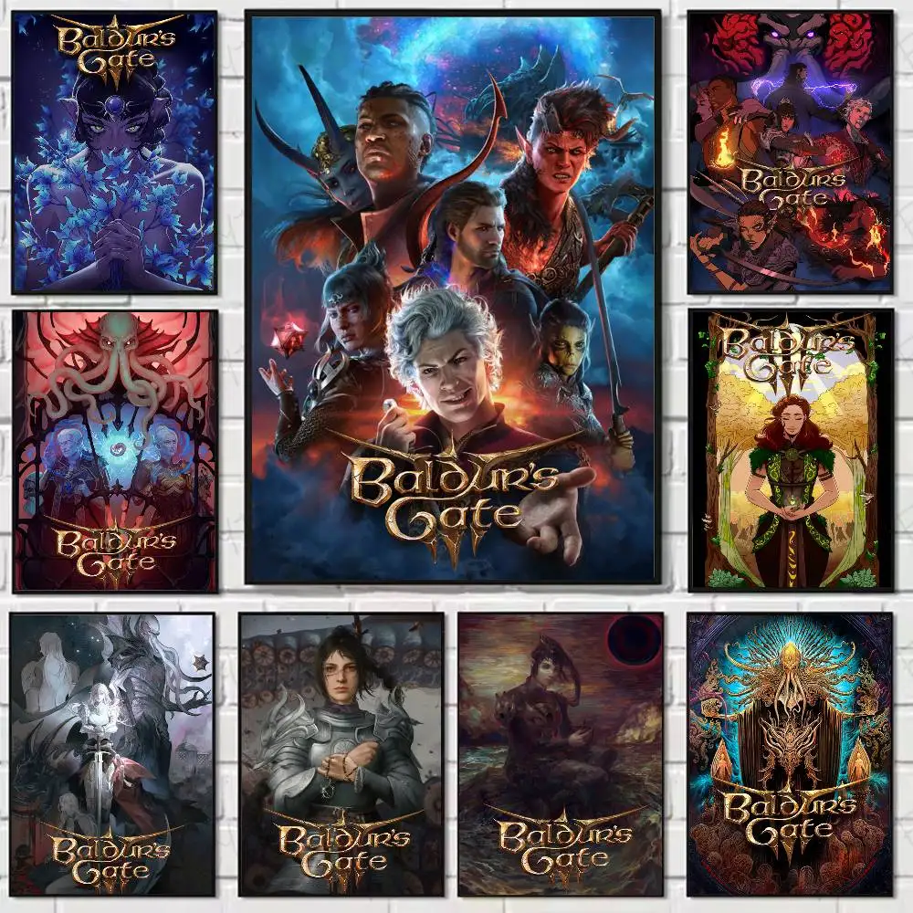 Póster Popular Pretty Game B-Baldurs G-Gate 3, alta calidad, dormitorio, sala de estar, decoración de pared estética, pintura, pegatinas, regalo