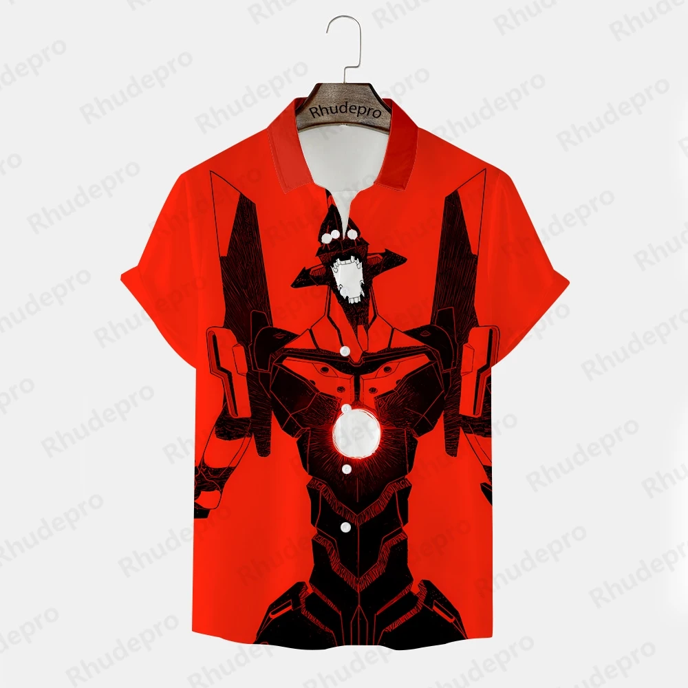 Camisa de neón de Genesis Evangelion para hombre, ropa de calle de gran tamaño, estilo Harajuku, Y2k, verano, 2024