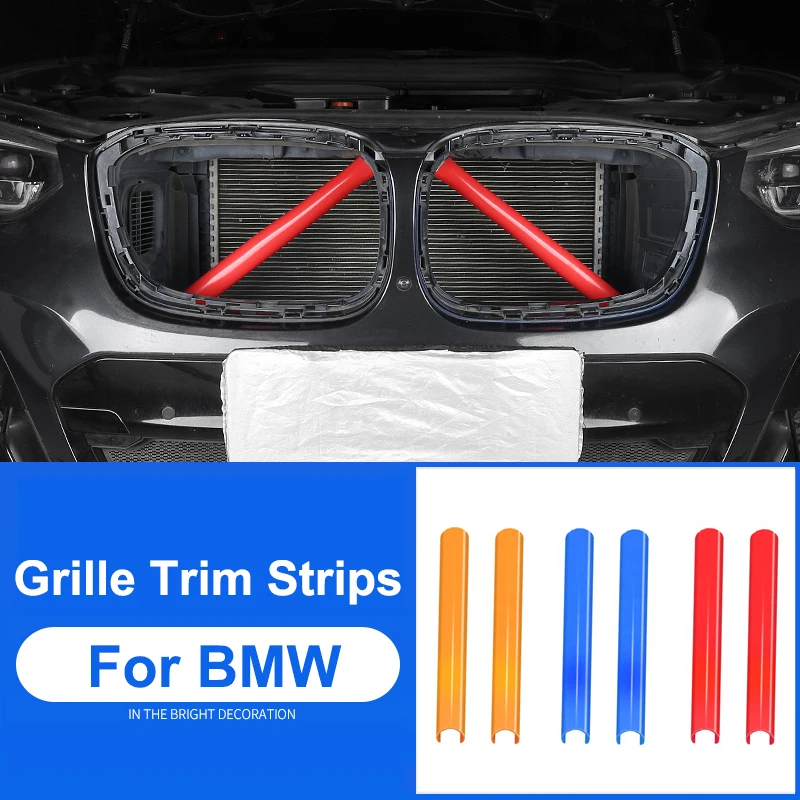 

2Pcs Car Strip Sticker Cover Frame Front Grille Trim Strips Accessories For BMW G30 G38 G01 G02 G05 G32 G07 5/6 Series X3 X4 X5