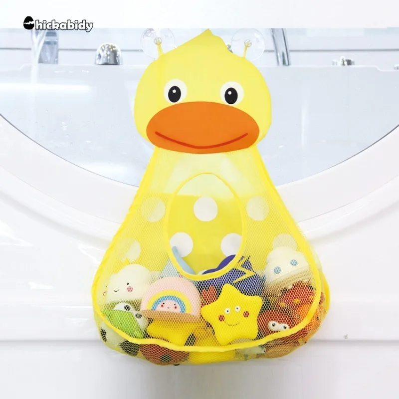 Baby Bath Toys Cute Duck Frog Mesh Net Storage Bag Strong Suction Cups Bath Game Bag Bathroom Organizer Water Toys for Kids Gift