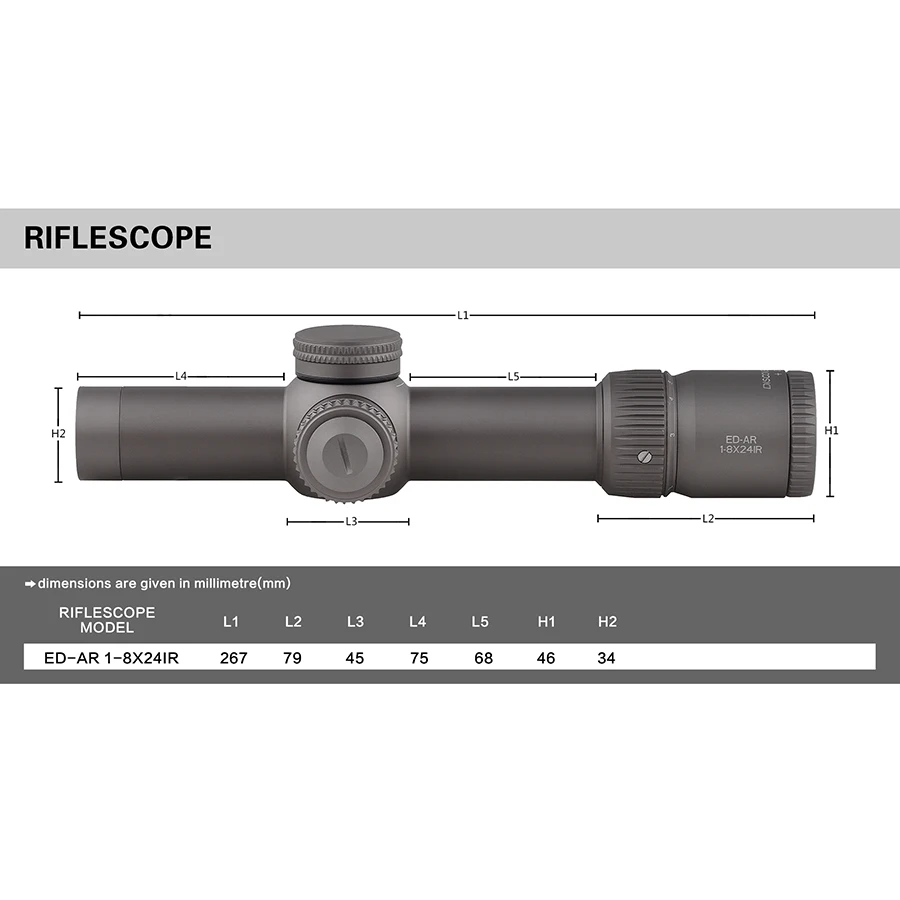 Discoveryopt ED-AR 1-8 Riflescope FFP AK 47 AR 15 First Focal Plane Rifle Scope