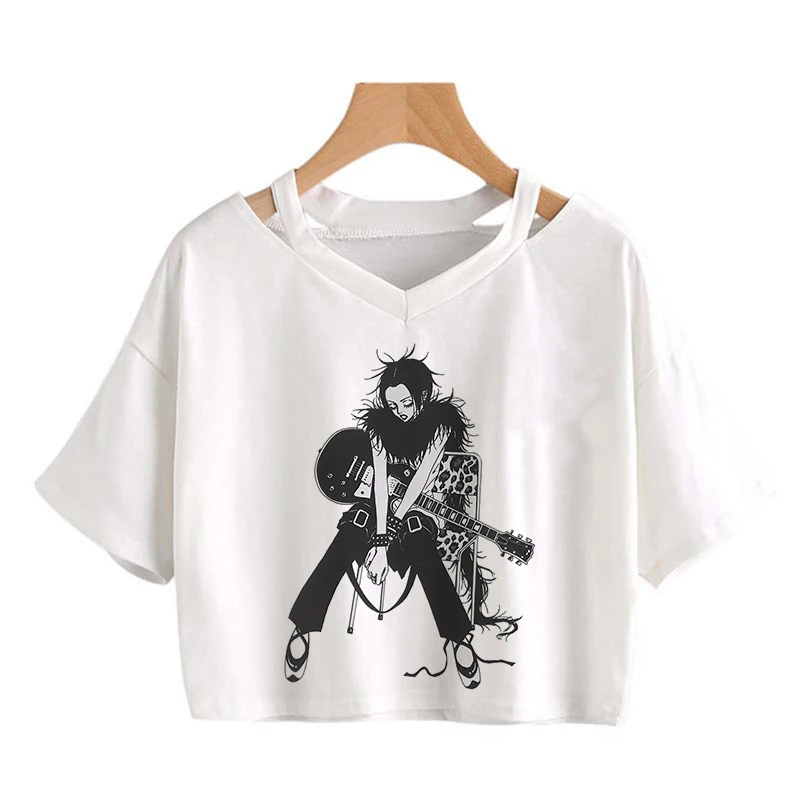 Anime Nana Osaki Gothic Cropped Tee Shirt 90s Black Stones Graphic Crop Tops Funny Manga T-shirt Women Fashion Casual Y2k Tshirt