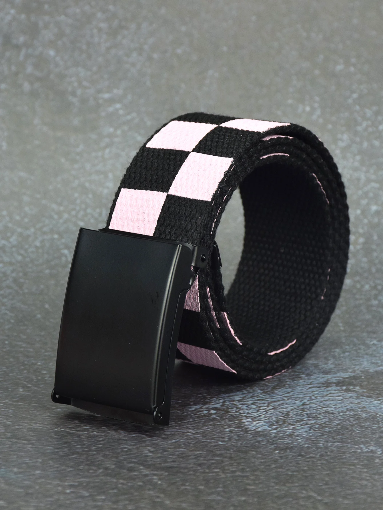 1pc new black and white checkered canvas belt for men and women, versatile casual jeans with belt for Christmas