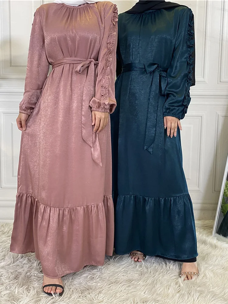 

Ramadan Dubai Muslim Abaya for Women Dress Elegant Pleated Arab Long Dress Kaftan Long Dresses Robe Longue Musulmane Vestidos