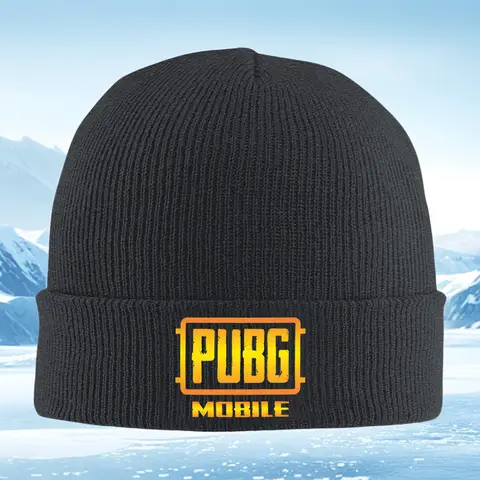 PUBG game logo mobile text Men Women Unisex Knitted Hat Beanie Pullover Cap Winter Thermal Warm Christmas Outdoor Cycling Hiking