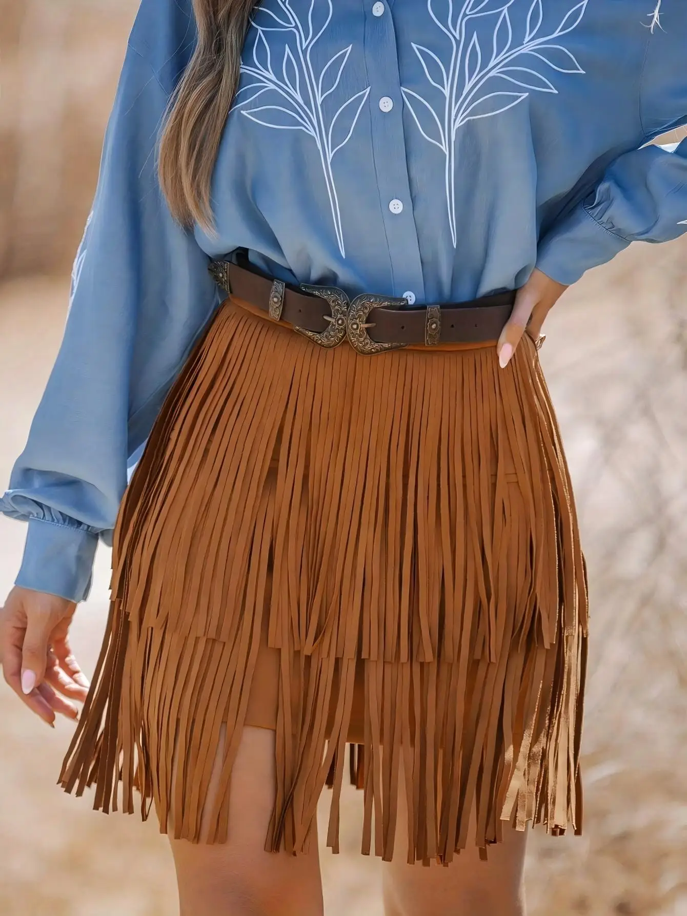 

Изысканная юбка в богемном стиле с вышивкой, плиссированная, корректирующая фигуру, повседневная, элегантная, женственная