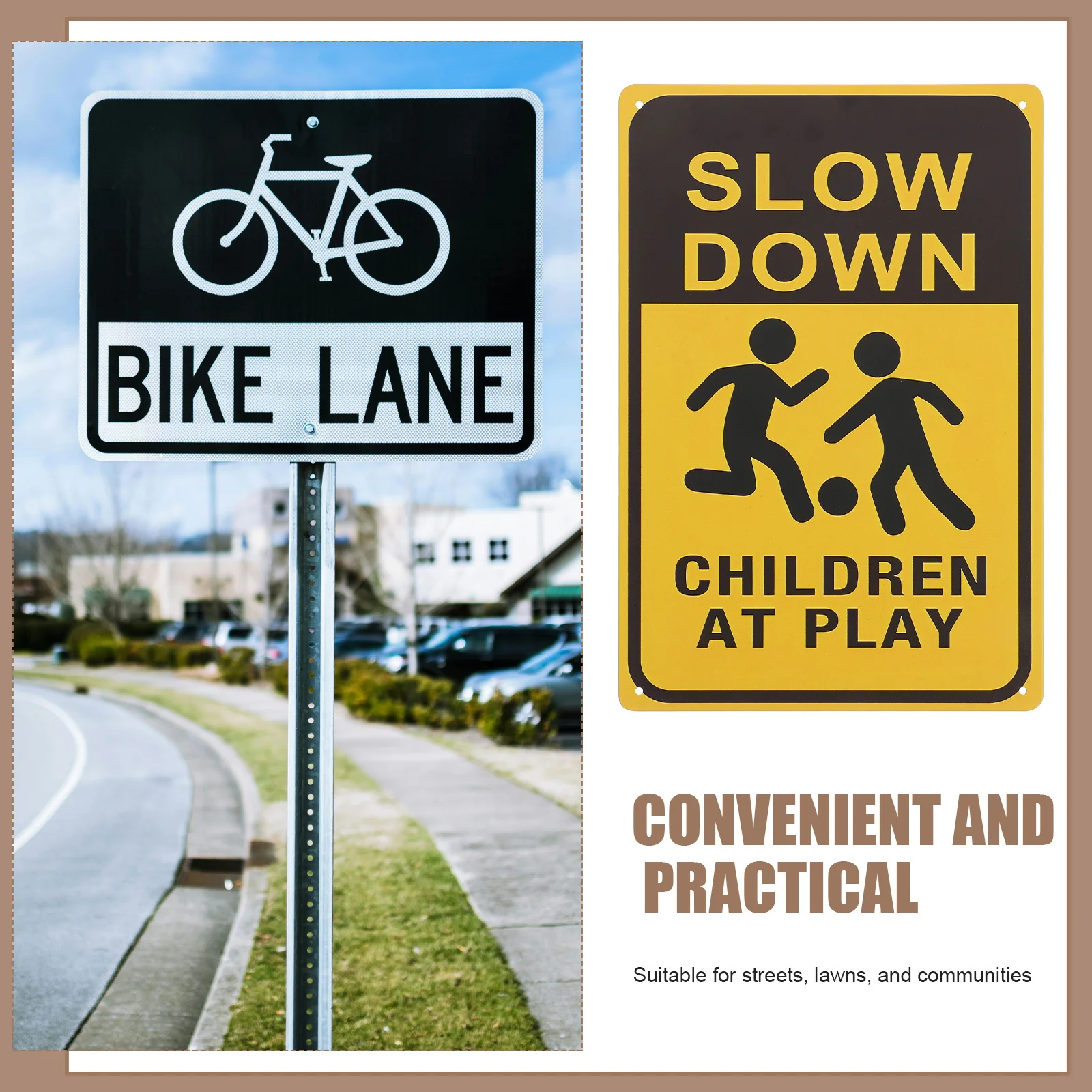 2 قطعة علامة أمان للعب مشرقة ومتينة علامة تحذير معدنية لتزيين ساحة حديقة الشارع