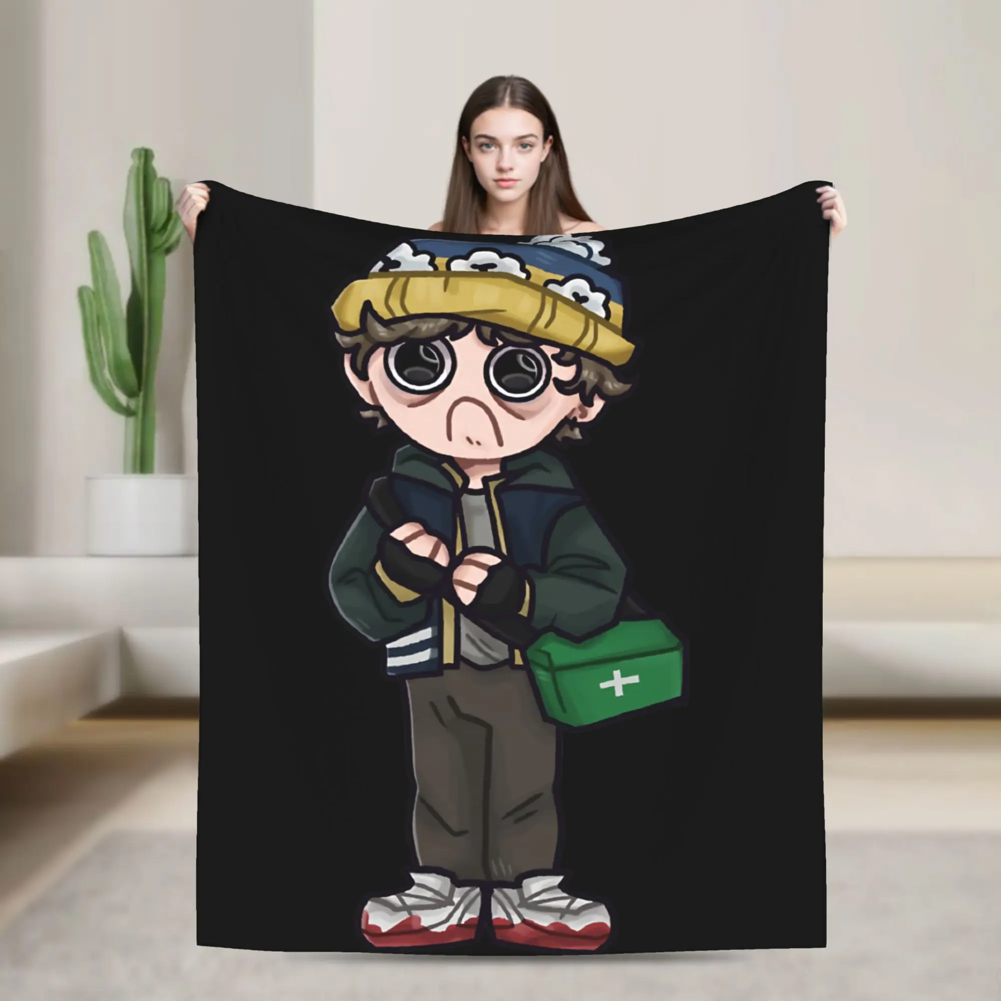 Bryan Chibi Medical Courier Wool Blanket  Funny Throw Blanket for Bed Sofa Couch 200x150cm Rug Piece
