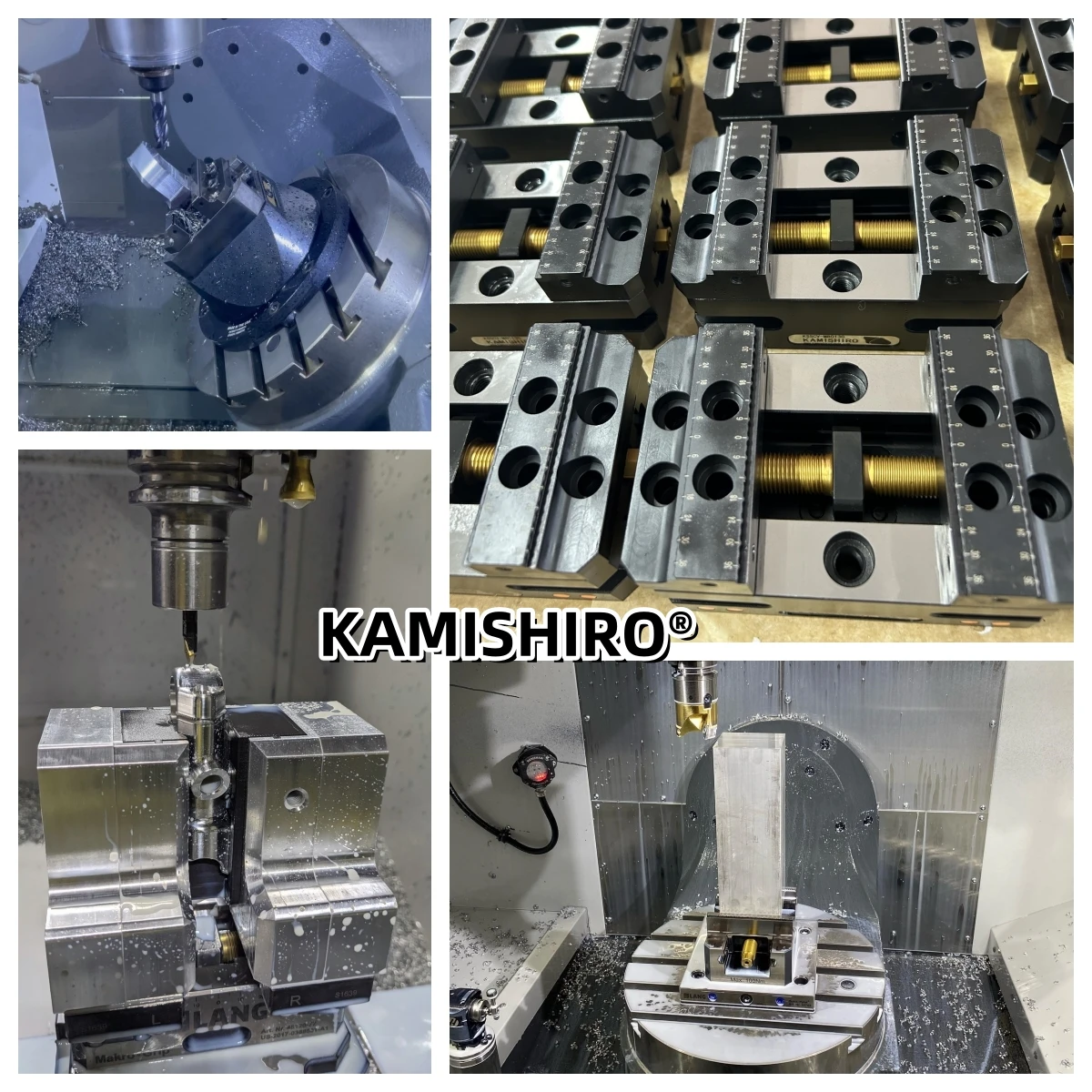 Vise Kamishiro 8 Inci 5 Axis Self-centering Untuk Mesin VMC CNC Rotary Table Presisi Tinggi Kompatibel Dengan Lang Vise 5th Axis