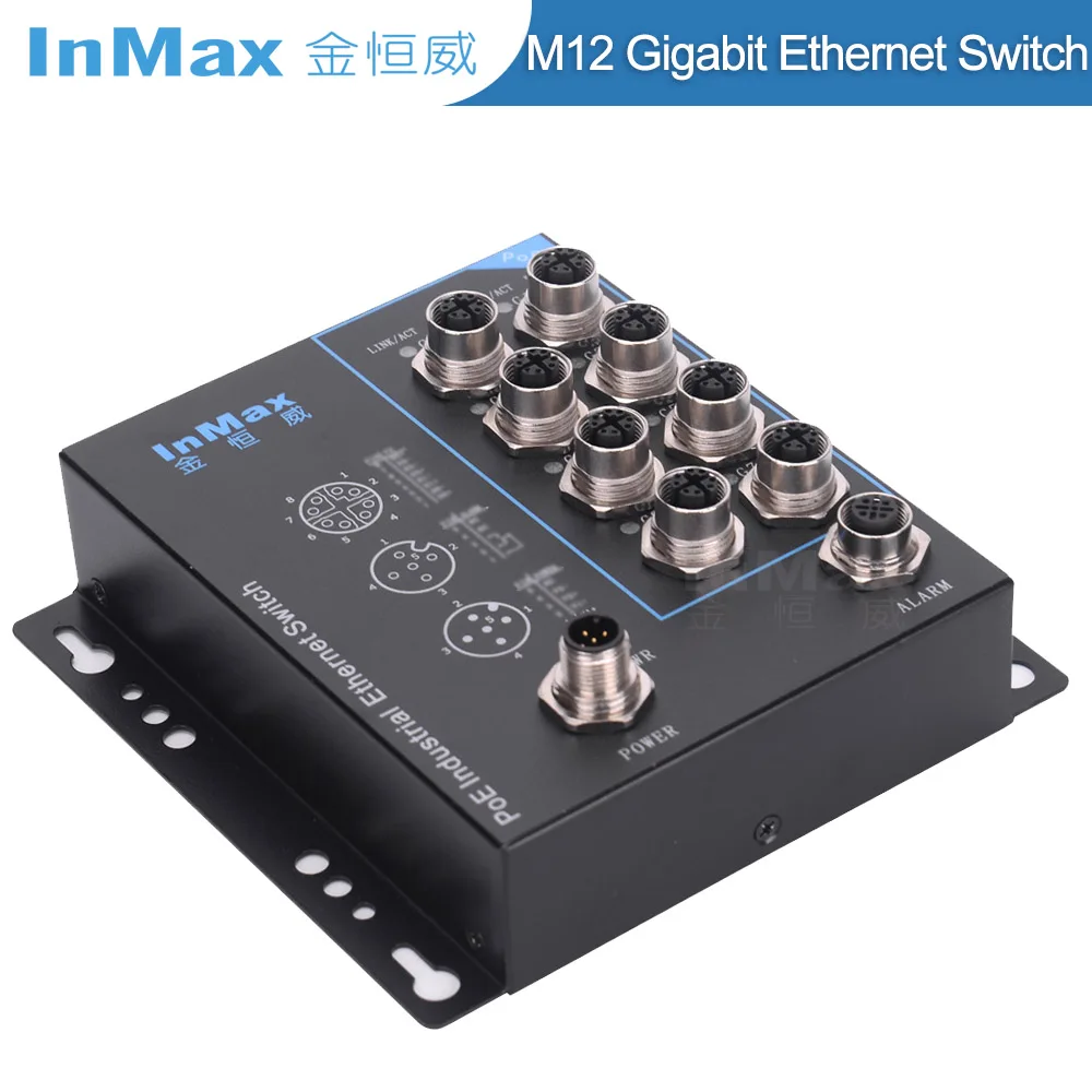 48V PoE 8-16port 10/100/1000Mbps M12 aviation plug Industrial Ethernet network switch   Switch