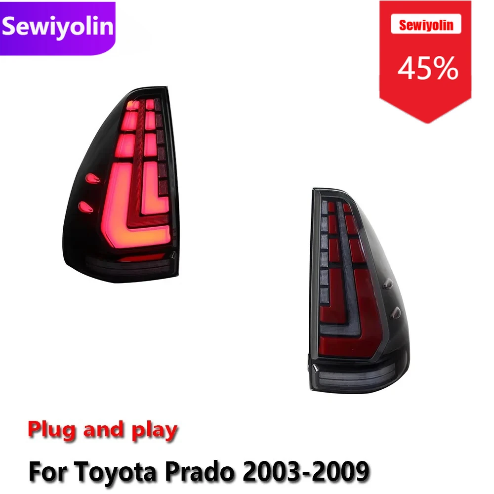 

Автомобильные светодиодные задние фонари DRL в сборе для Toyota Prado 2003-2009, авто противотуманные фары DRL, стоп-сигнал поворота Plug and Play