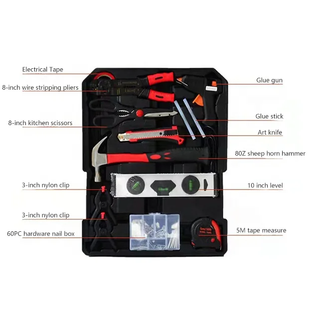 186PCS Aluminum Trolley Case Auto Repair Household Hand Tool Set