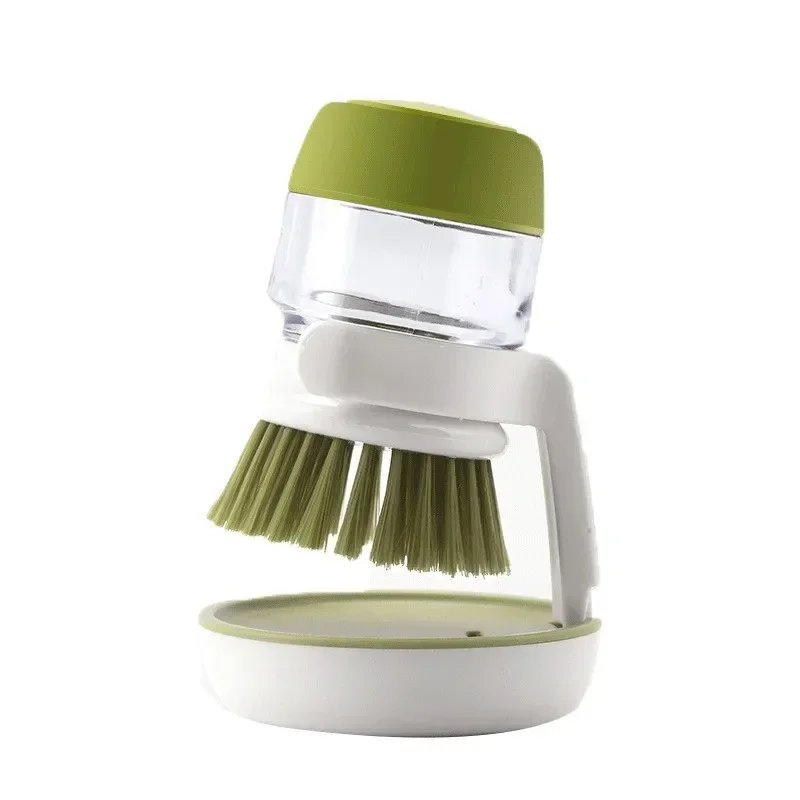 Dish Brush With Soap Dispenser Palm Brush Dish washing Kitchen Scrub Brushes With Holder Drip Tray Household Accessories