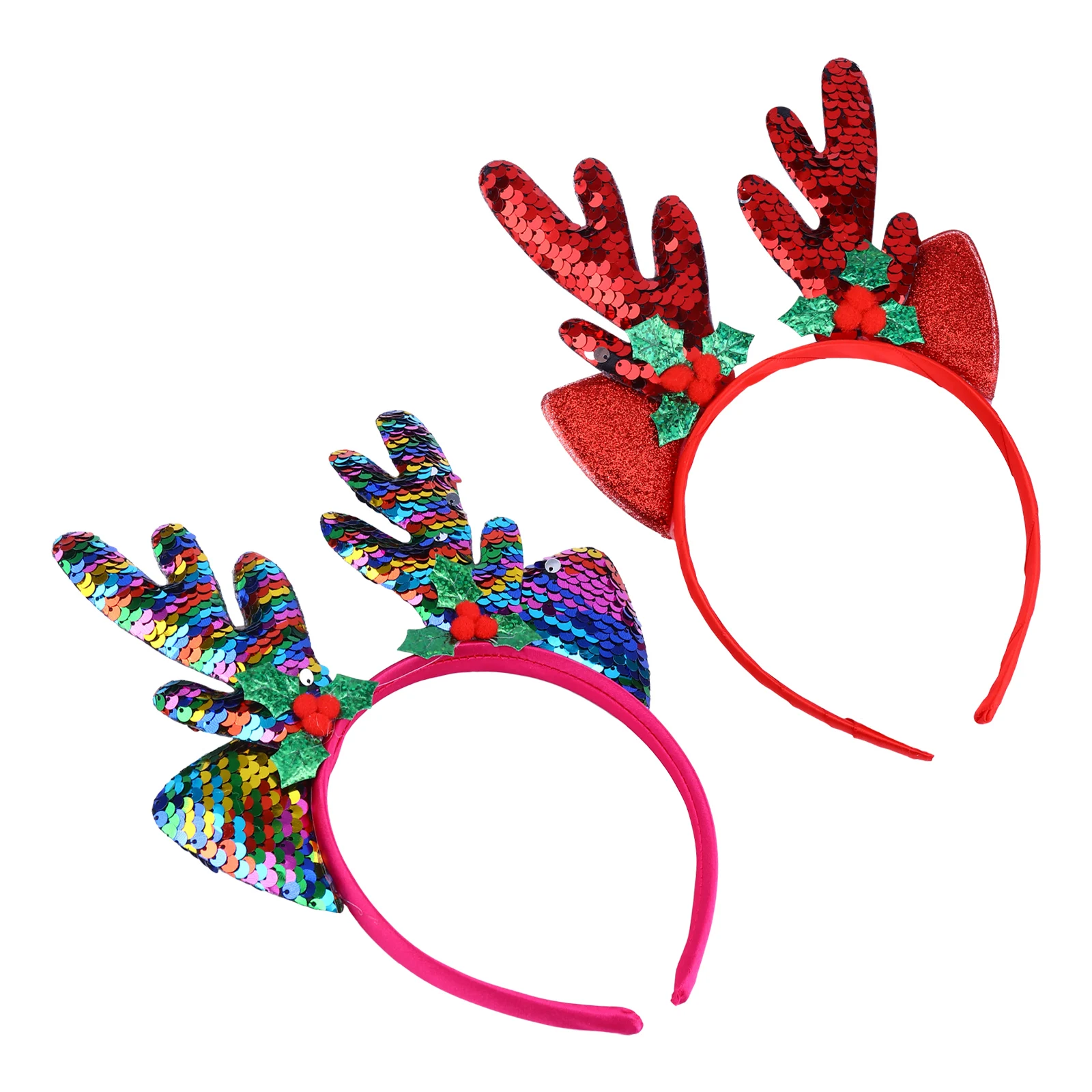 

2Pcs Glitter Antler Headband Christmas Hair Accessory Ideal for Holiday Events Bars Masquerades Xmas Party Night Outfits Decor