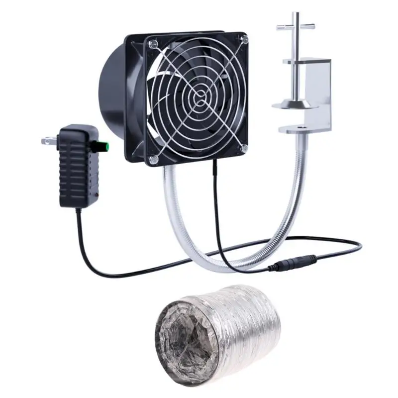 12V Adjustables Speed Solder Smoke Absorber ESD Extractors Fan Pipe Ducts Exhuast Fan with Pipe Tub Ventilations Fan