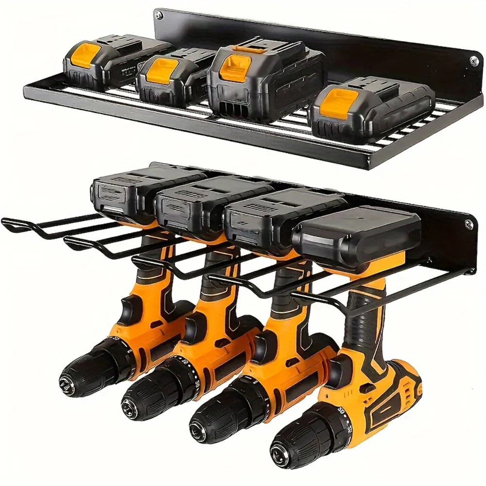 Drill Wall Mounted Utility Rack, 2 Counts Power Tool Organizer, Metal Tool Shelf,Storage Rack, Tool Storage Organizer