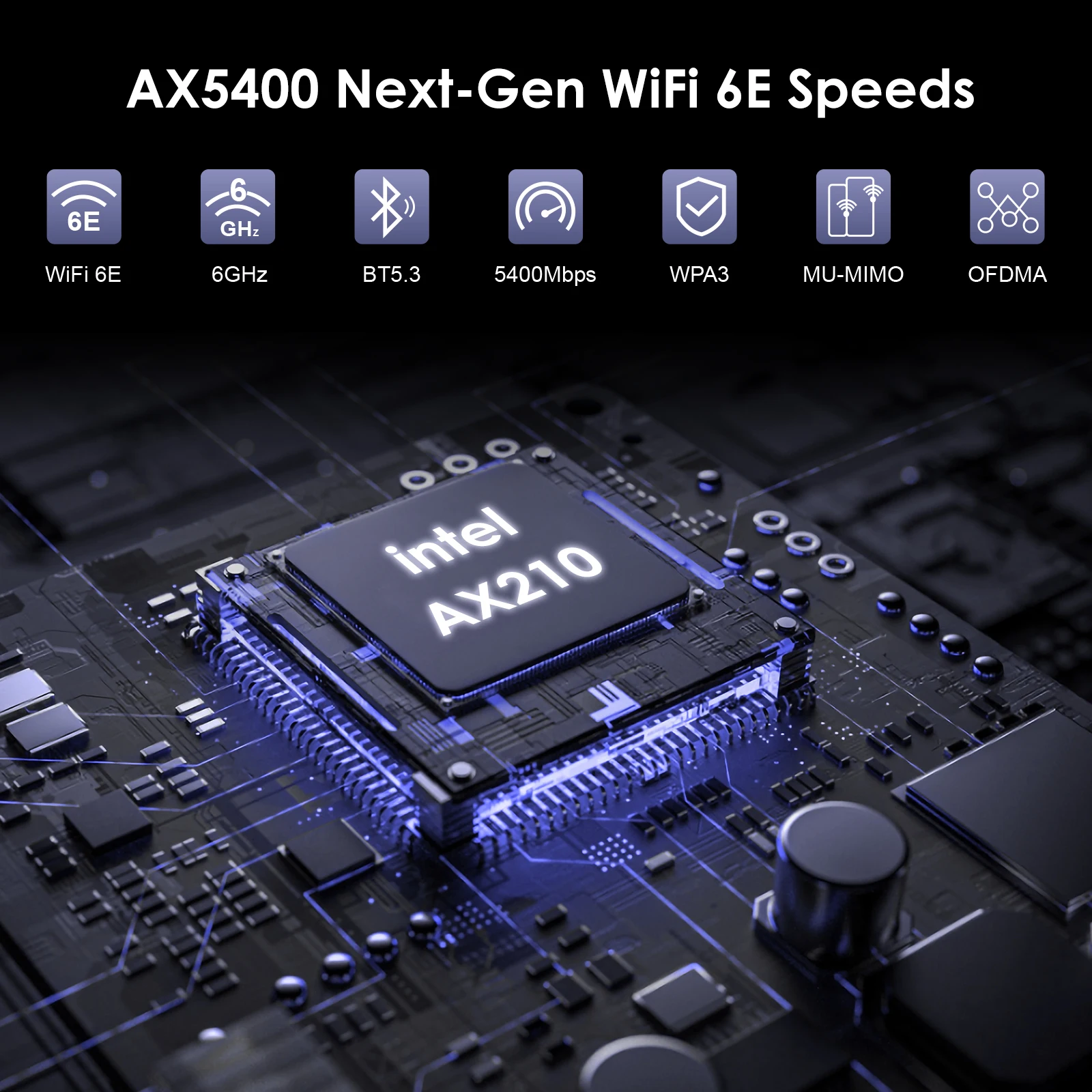 Wavlink 5374Mbps Wi-Fi 6E Intel AX210 PCIe Wireless Network Card 2.4G/5G/6Ghz 802.11AX WiFi Adapter Bluetooth 5.3 WiFi 6 Card PC