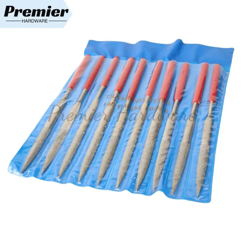 

10Pcs Diamond Needle File Set 4x160mm Mini Needle File Kit For Stone Glass Metal Carving Craft Hand Tools Needle File Set