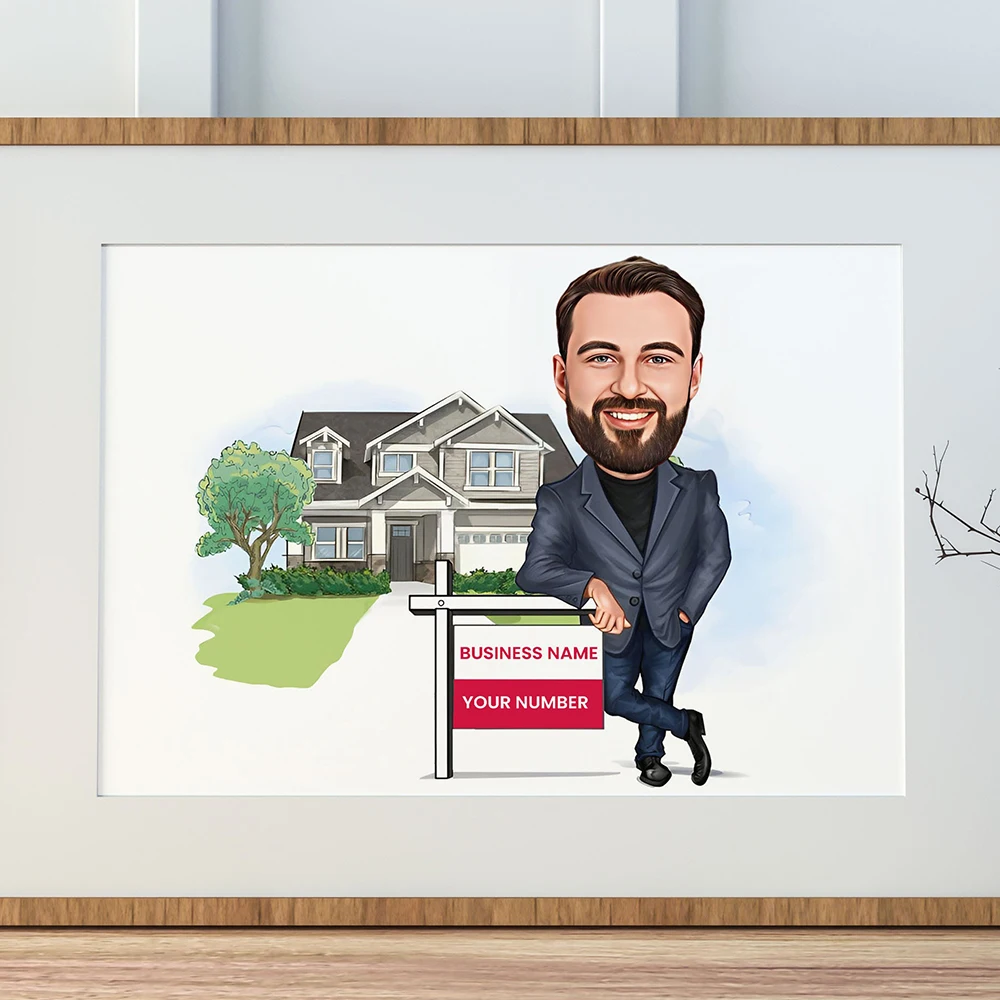 Realtor Sell House Caricature Cartoon Personal Wall Art Poster And Prints Picture Canvas Painting Decoration for Bedroom