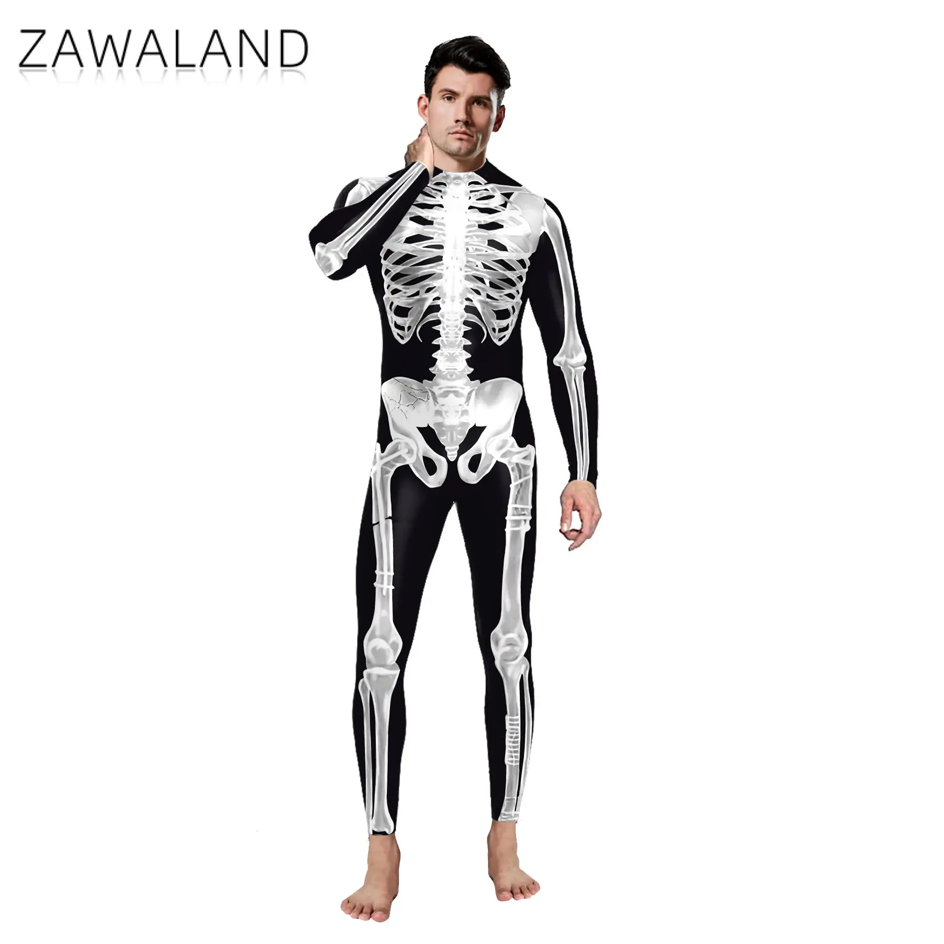 Zaw aland Halloween Mann Skelett Party Overalls Cosplay Kostüme Catsuit Body suits Frau Leoparden muster lustige Outfit Kleidung