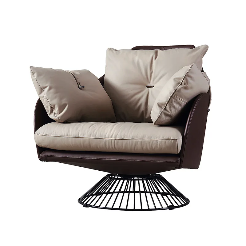 Italian light luxury living room swivel single chair sofa for sedentary home use