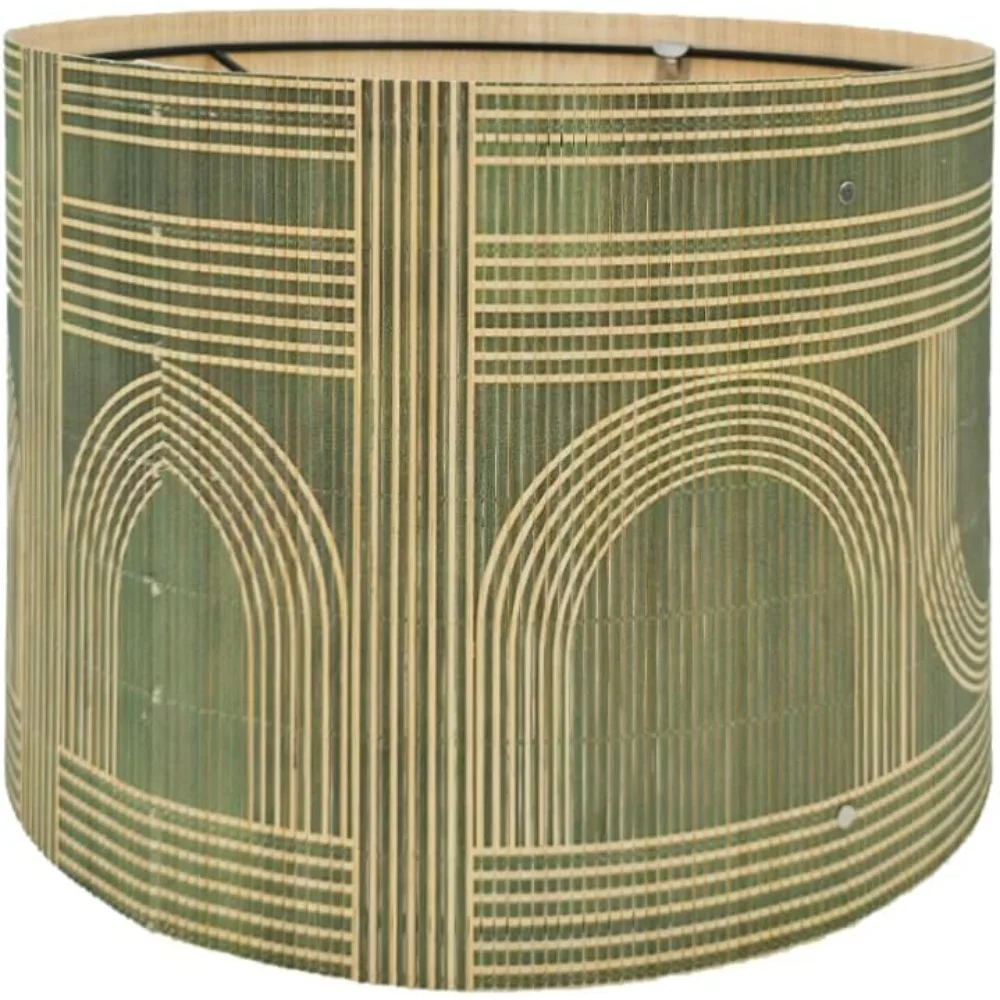 

rustic lamp shade bamboo with decorative geometric green figure groovy unique lamp replacement accessories easy assemble, size 3