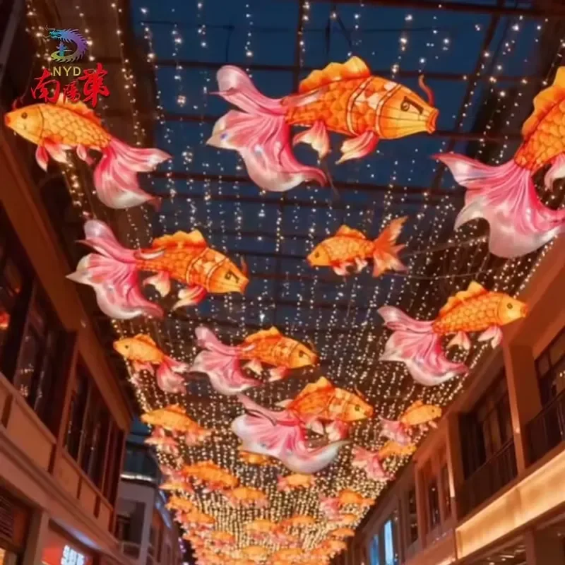 Waterproof LED Goldfish Lantern Custom Hanging Fish Light for Chinese New Year Festival Outdoor Event Decoration Party Supply