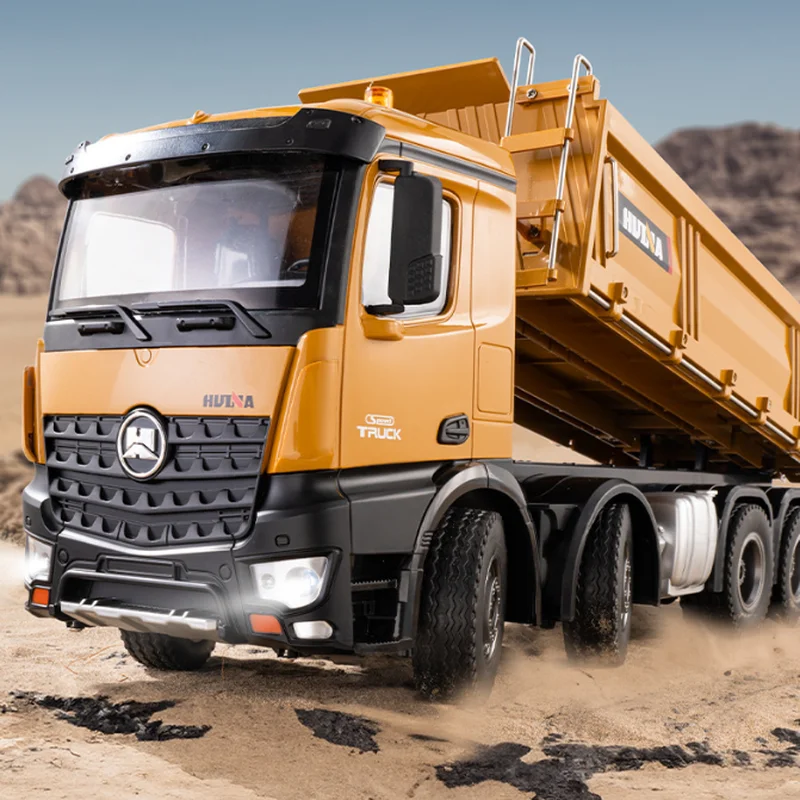 Huina 536 1:14 Rc Engineering Dump Truck 8-Wheel Heavy-Duty Alloy 12ch Full Proportion With Lighting Remote Control Toy Gift