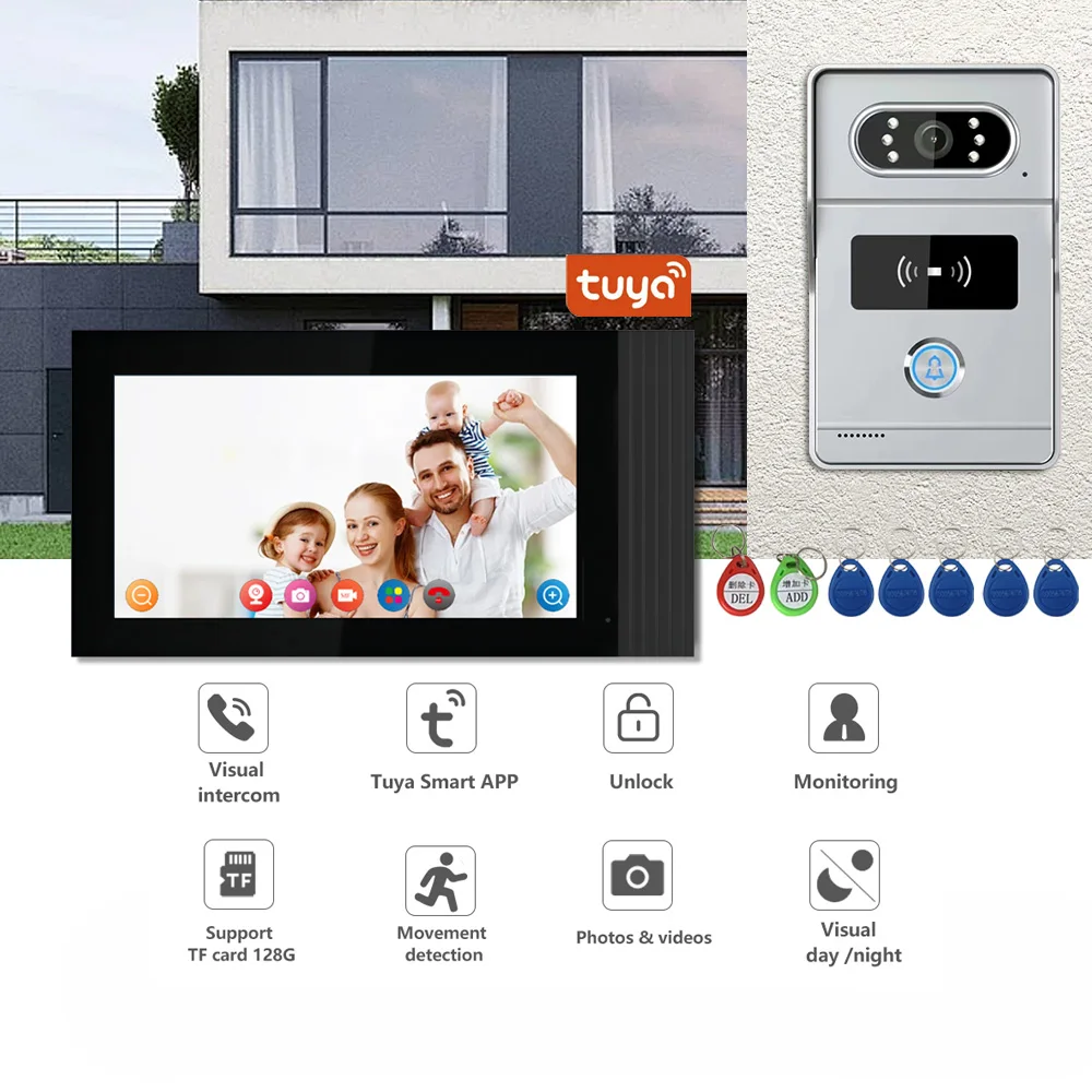 

1080P Video Intercom System DoorPhone For Home TUYA Wireless WiFi Smart With Infrared Night Vision Doorbell Motion Detection