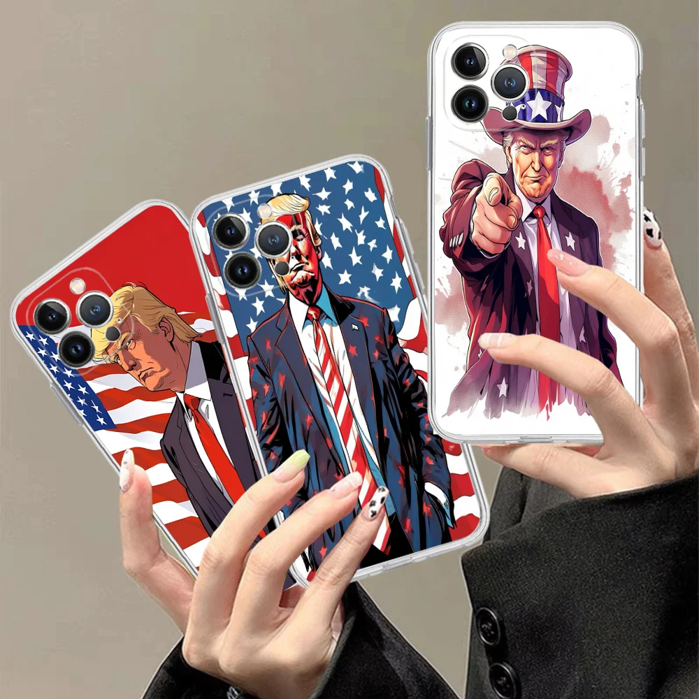 D-Donald T-Trump 2024 Phone Case Silicone Soft For Iphone 16 15 14 13 12 11 Pro Mini XS MAX Plus X Cover