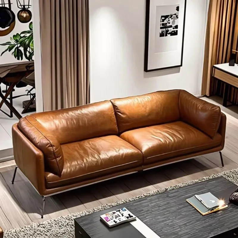 

Italian minimalist design living room furniture leather sofa set hotel office apartment home