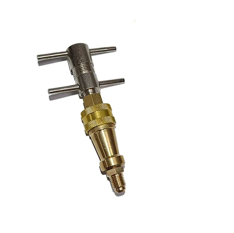 

Refrigerator fluorine adding quick connector Rotary refrigerant filling valve Refrigeration maintenance quick connector