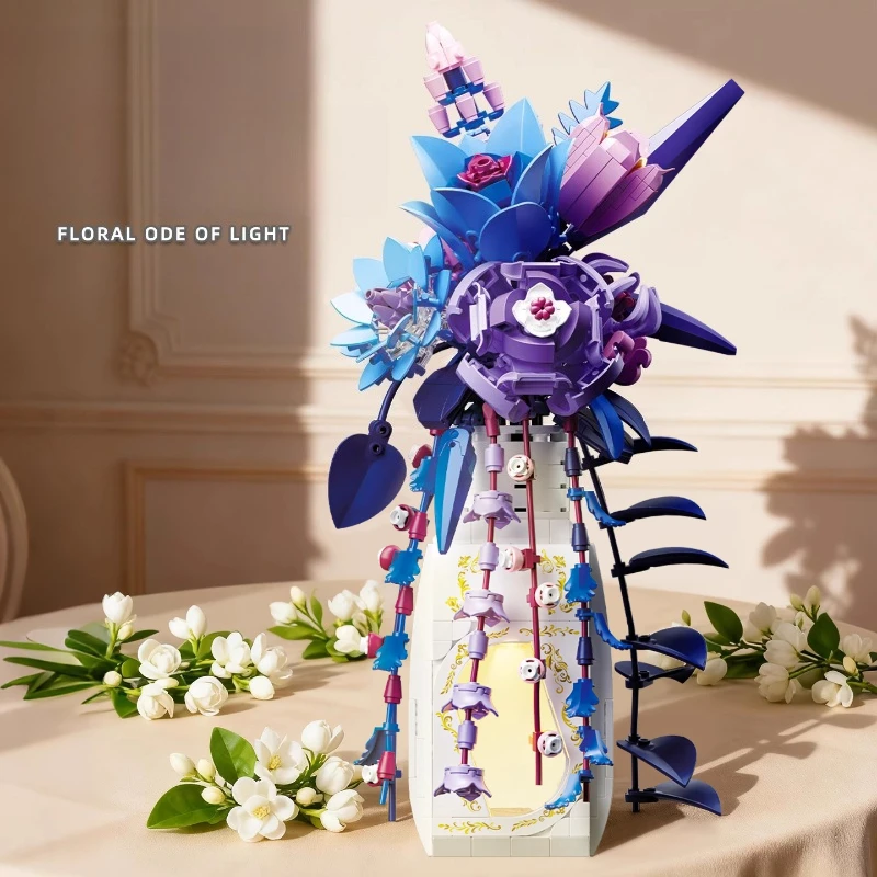 

SEMBO Simulated Eternal Flower Building Blocks Children's Creative Assembling Lily Flower Trendy Toy Desktop Ornament Model Gift