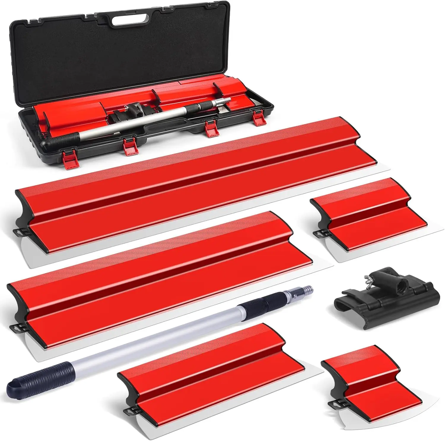 

Stainless Steel Drywall Skimming Blade Set with Adjustable Handle, 6"-32" Blades for Plasterboard Finishing
