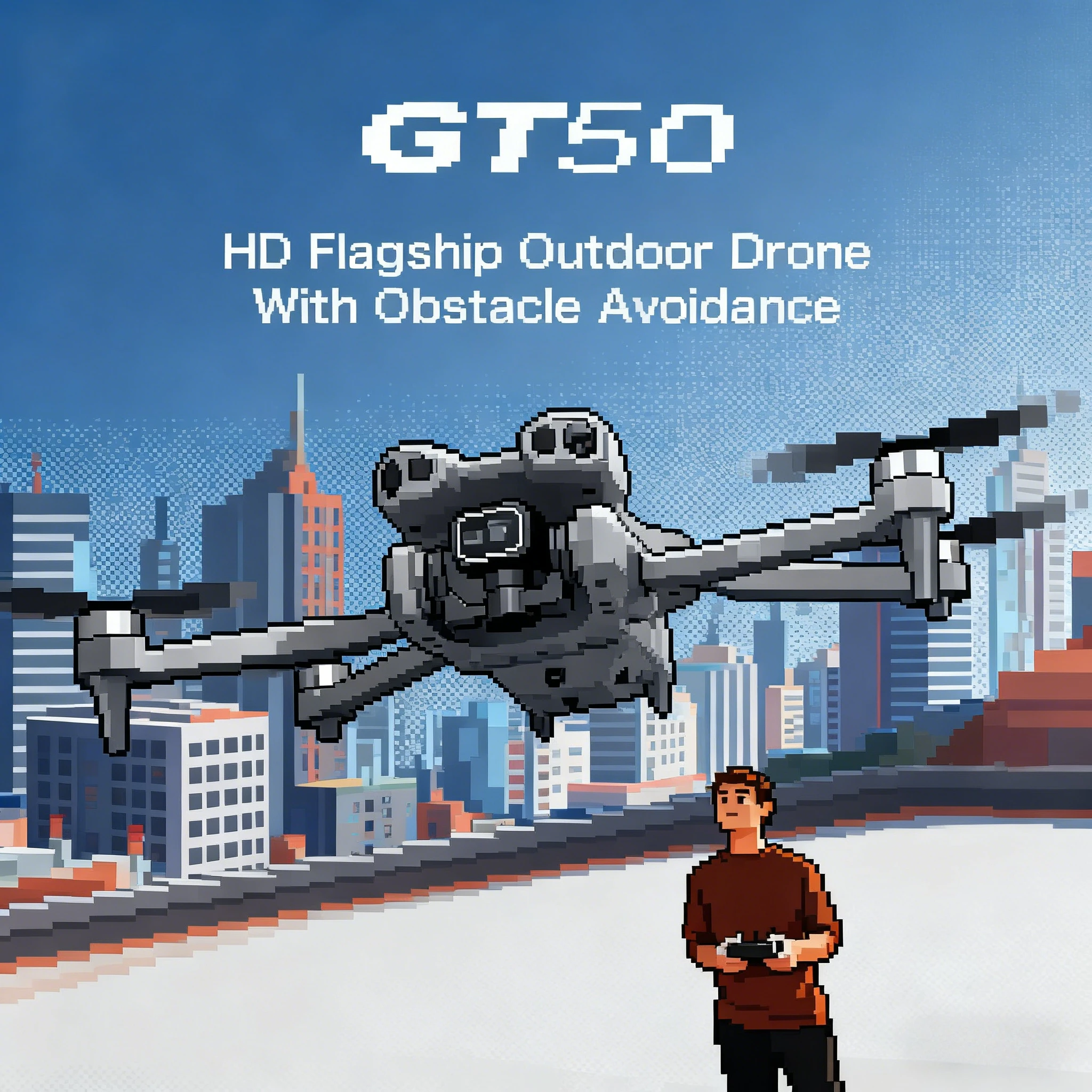 

Obstacle-Avoidance 4.3-inch Screen Aerial Photography Brushless Drone 2.4G Optical Flow Display GT50 with Dual-Lens WIFI