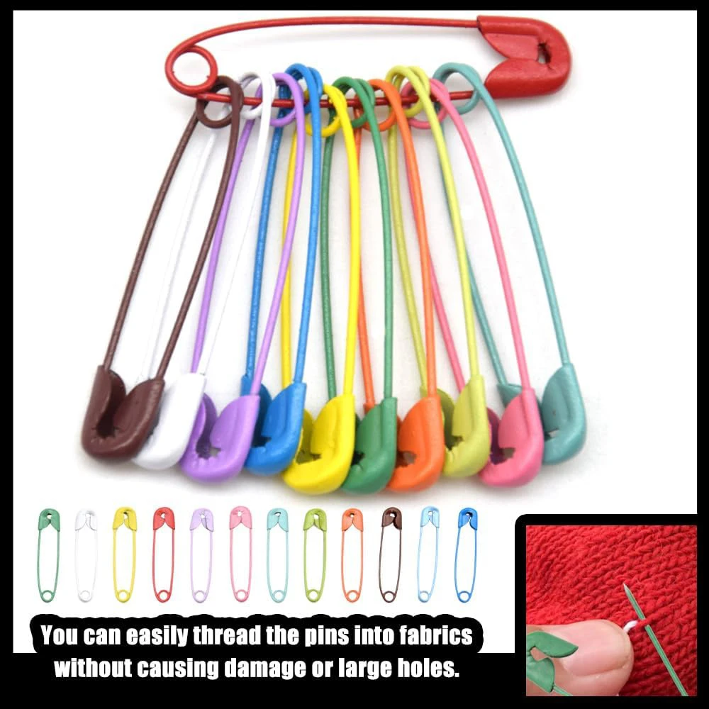 100PCS Random Colored Safety Pins 32MM Safety Pins Bulk Sewing Pins Metal Knitting Stitch Markers for DIY Crafts Jewelry Making