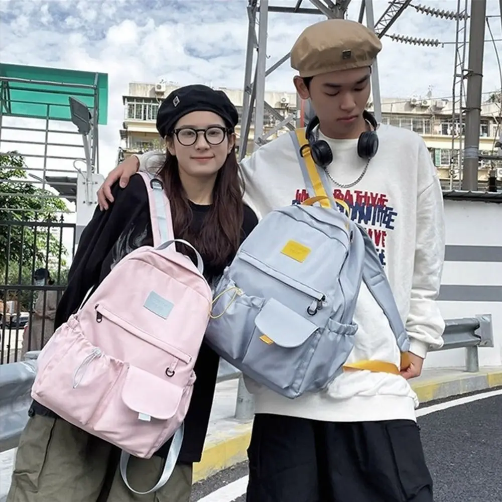 Harajuku náilon mochila cor pura grande capacidade estudante saco de escola bolsa estilo coreano bolsa de ombro mochilas adolescente