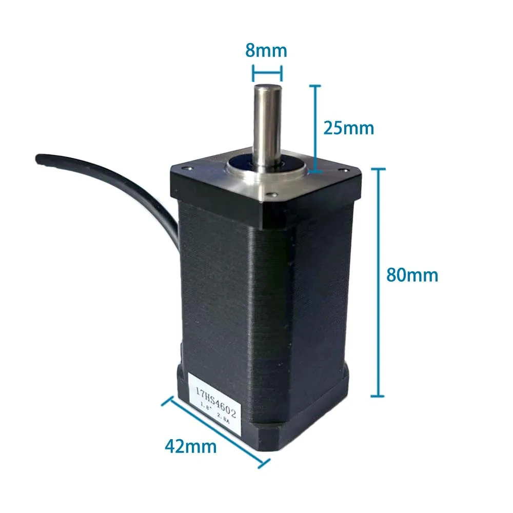 Motor paso a paso Nema17 80mm 2.8A 0.92N.M 8mm eje alto par 4 cables 1,8 °   Motor paso a paso Nema 17 de fresadora CNC híbrida 17HS