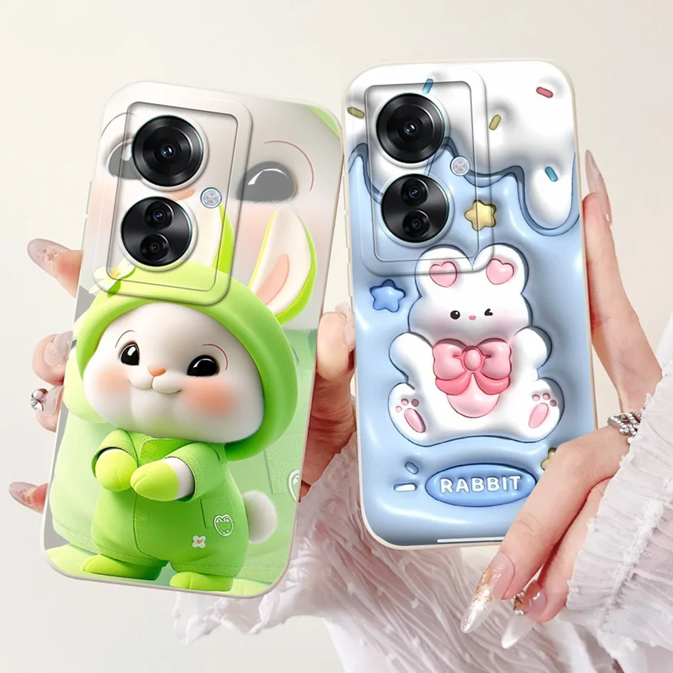 For OPPO Reno 11F 5G Case CPH2603 Shockproof Cover Cute Rabbit Panda TPU Phone Case For OPPO Reno11 F Reno 11F 5G Silicone Cover