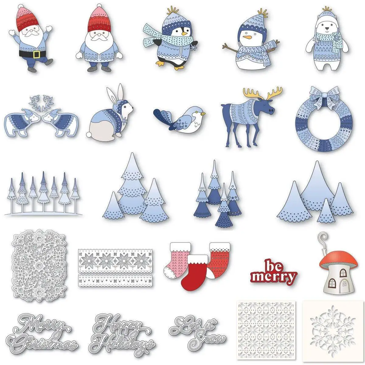 

2025 Christmas Forest Gnome Letter Tree Rabbit Metal Cutting Dies Stencil for DIY Scrapbook Make Card Craft Template Decoration