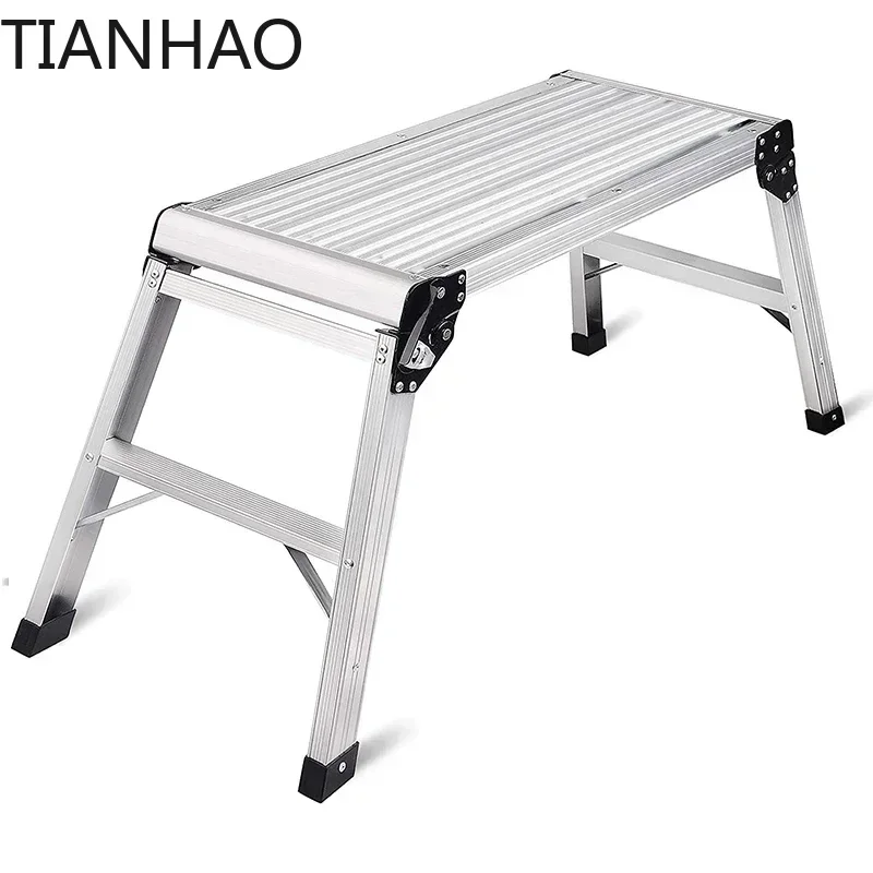 Folding Work Platform with Non-Slip Feet Aluminum Drywall Stool Ladder Heavy Duty Bench 660 lbs Load Capacity 30x12x20 Inch