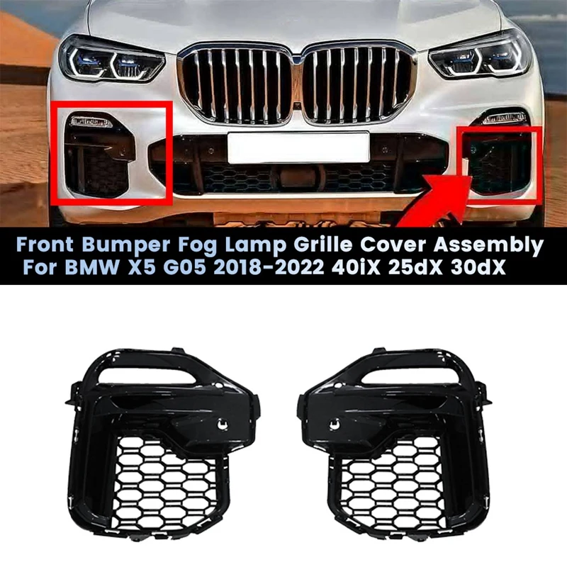 

1Pair Front Bumper Fog Lamp Grille Assembly For BMW X5 G05 2018-2022 40IX 25DX 30DX Modified Grille Decorative Cover